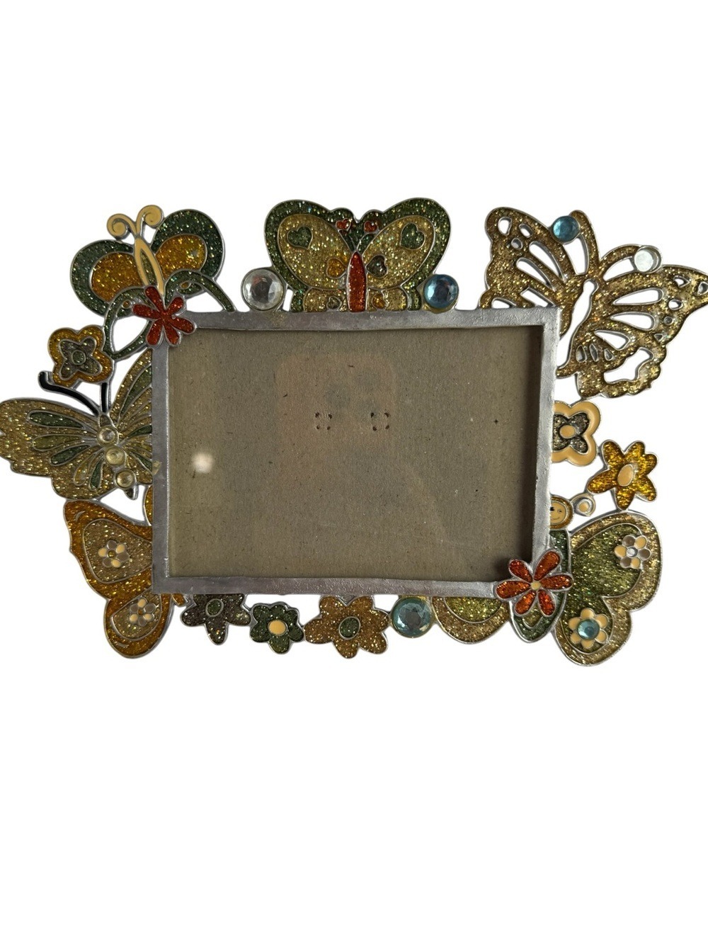 Six Trees Y2K 4x3 Photo Frame Multicolour Sparkly Glitter Flowers Butterflies